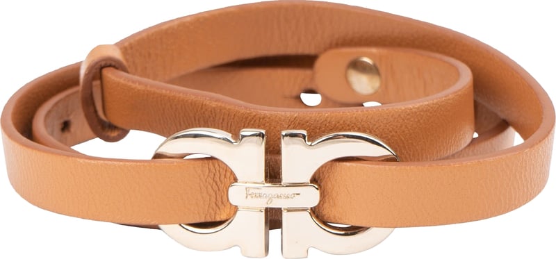 Salvatore Ferragamo Leather Gancini Triple Tour Bracelet