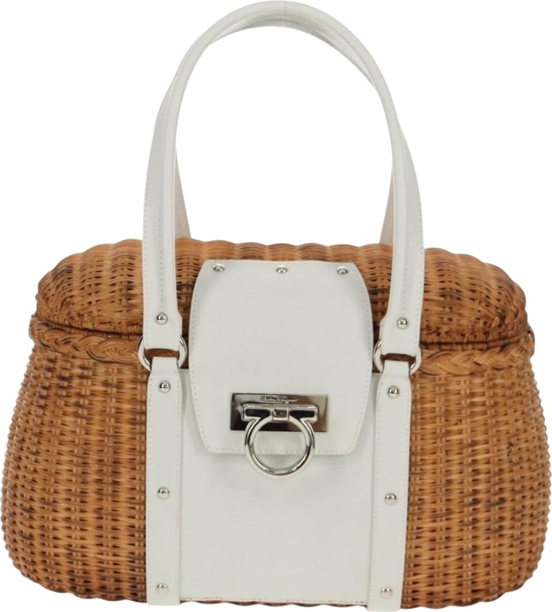 Salvatore Ferragamo Basket Gancini Leather and Wicker