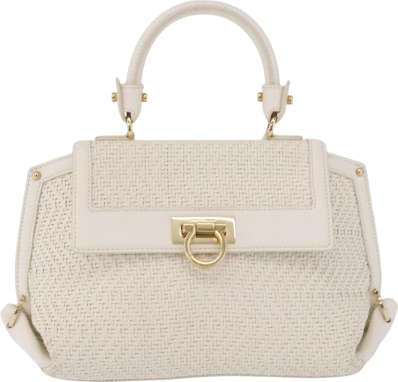 Salvatore Ferragamo Sofia Satchel Woven Leather Medium