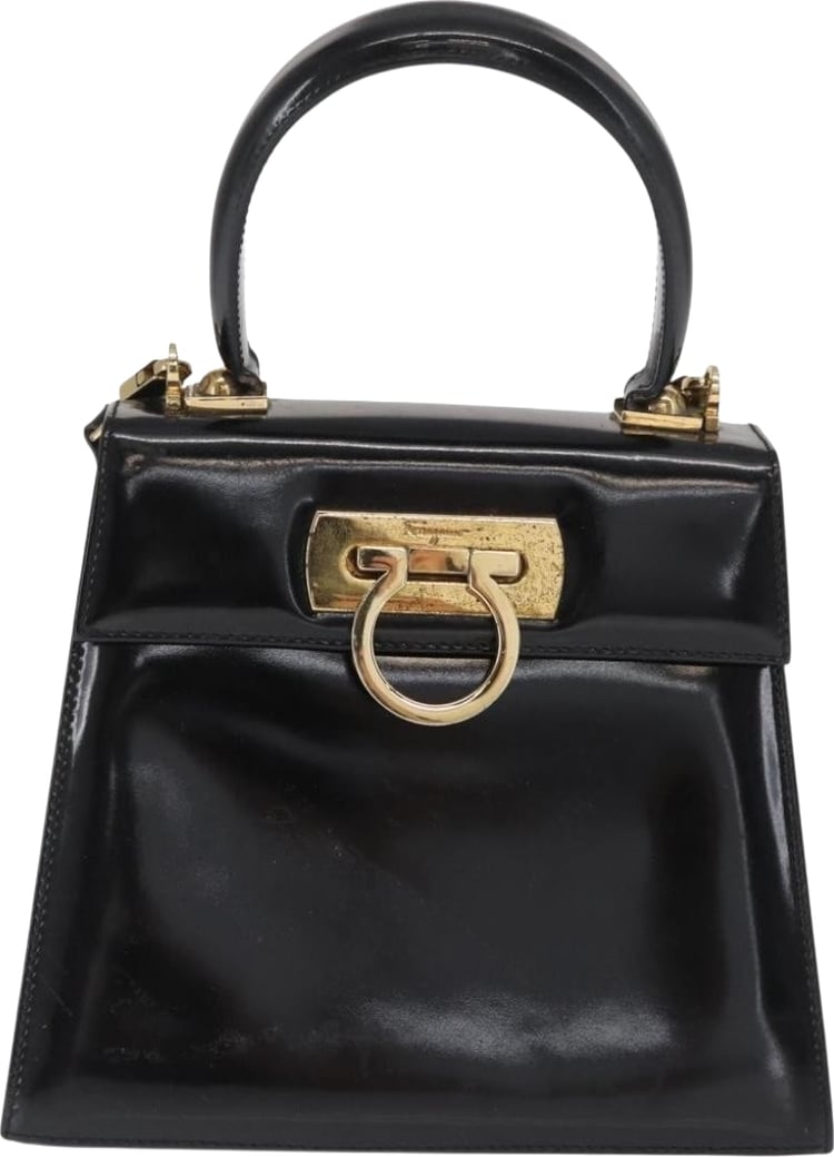 Salvatore Ferragamo Gancini Convertible Top Handle Patent Leather