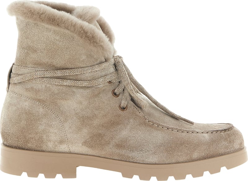 Santoni Beige Calfskin Ankle Boots