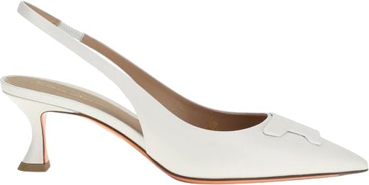 Santoni White Calf Leather Bos Taurus High Heel Pumps