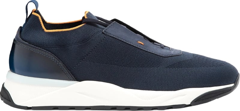Santoni Men's Stretch Fabric Low-Top Sneakers Blue