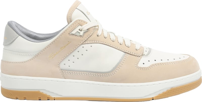 Santoni Sneak-Air Men's Leather Sneakers White Beige