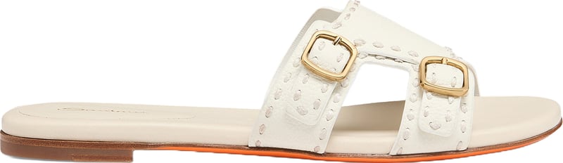 Women's leather doublebuckle Didi slide sandal