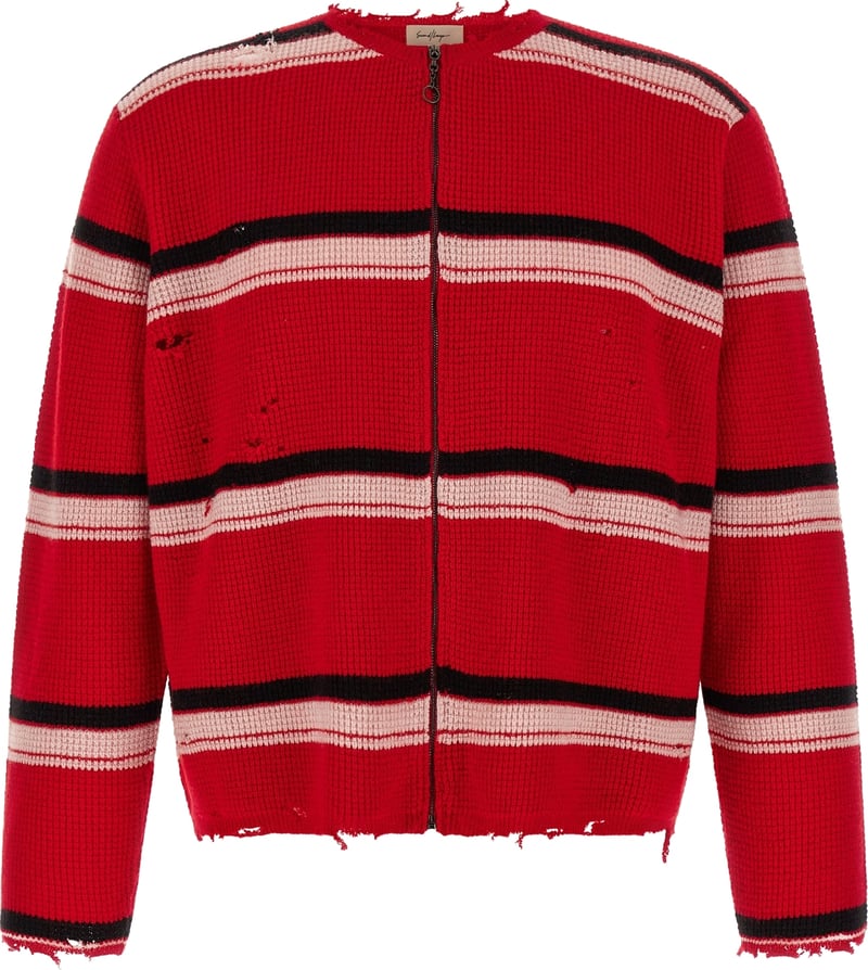 SECOND/LAYER Red Wool Cardigan