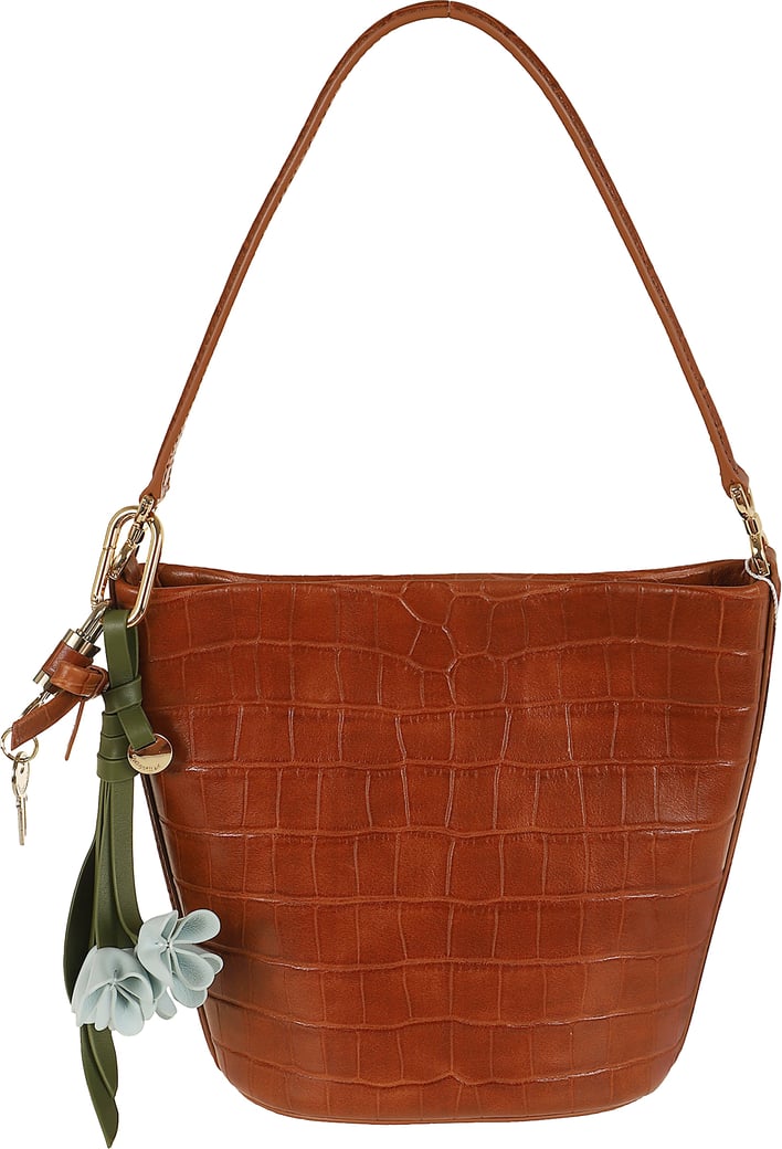 SELF-PORTRAIT BROWN LEATHER BUCKET BAG