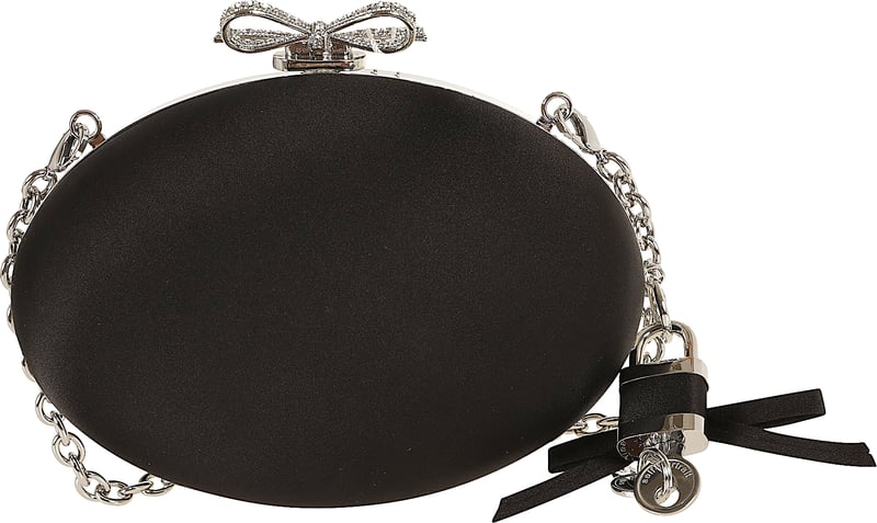 SELF-PORTRAIT BLACK SATIN OVAL CLUTCH