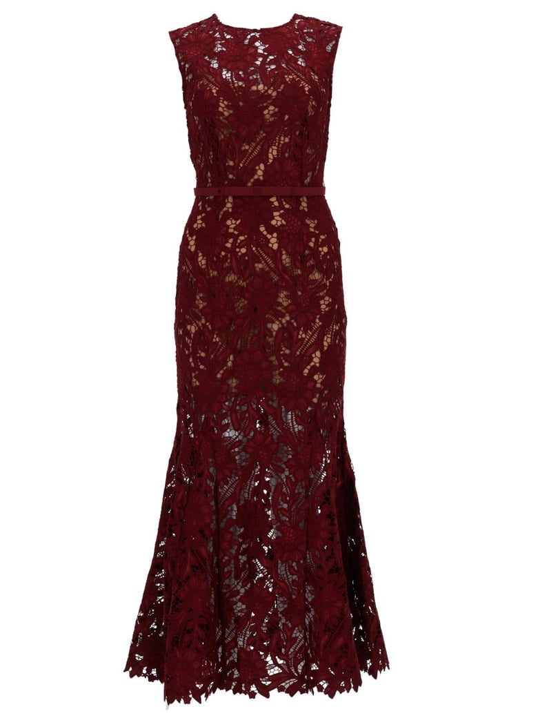 Floral Lace Fitted Waist Midi Dress