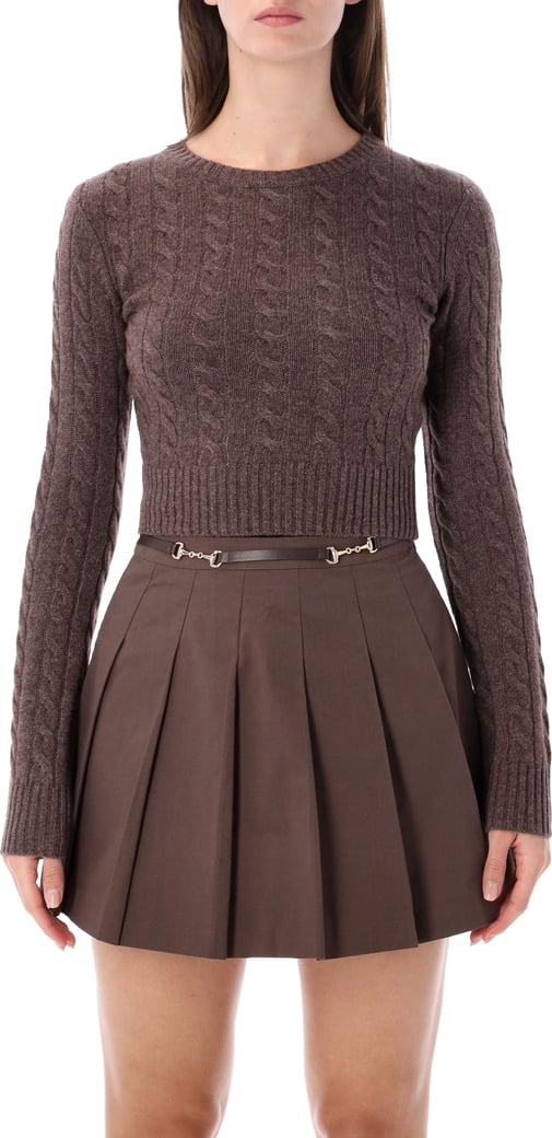 Cable Cropped Knit Marrone