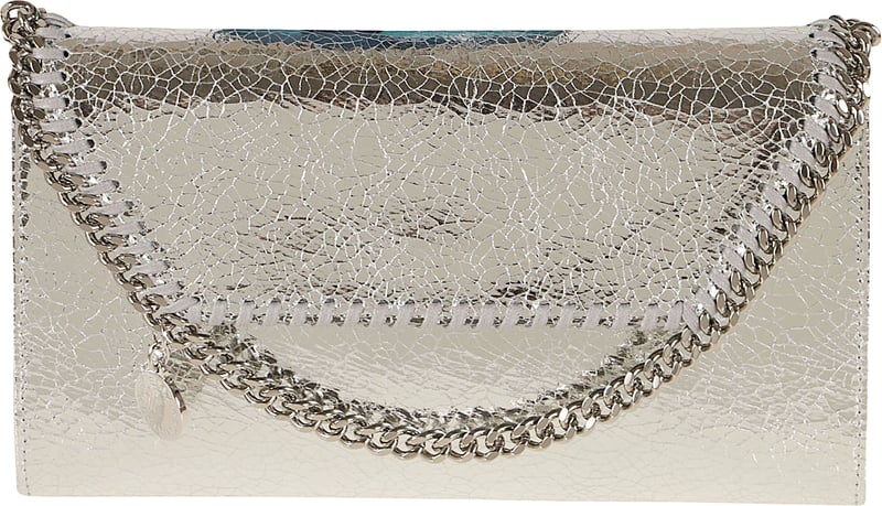 STELLA McCARTNEY Falabella Wallet W/ Chain Bag Metallic Crackl