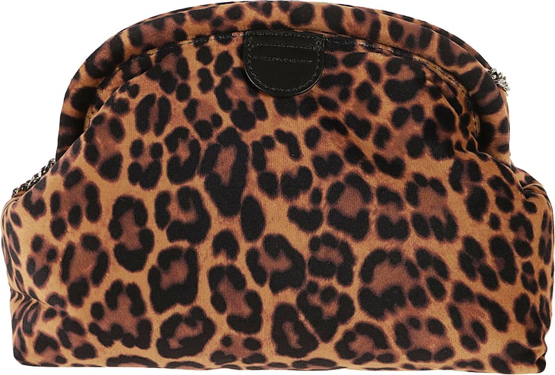 STELLA McCARTNEY Falabella Soft Clutch With Chain Leopard Velvet