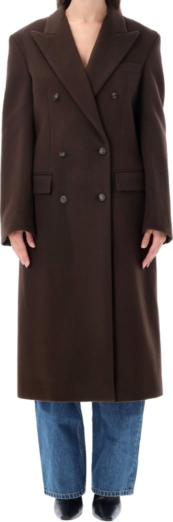 Double Breasted Brushed Wool Coat Coffee