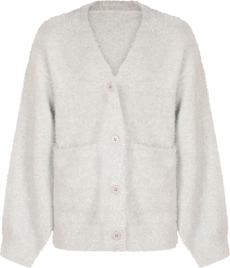 Cardigan con Scollo a V e Bottoni