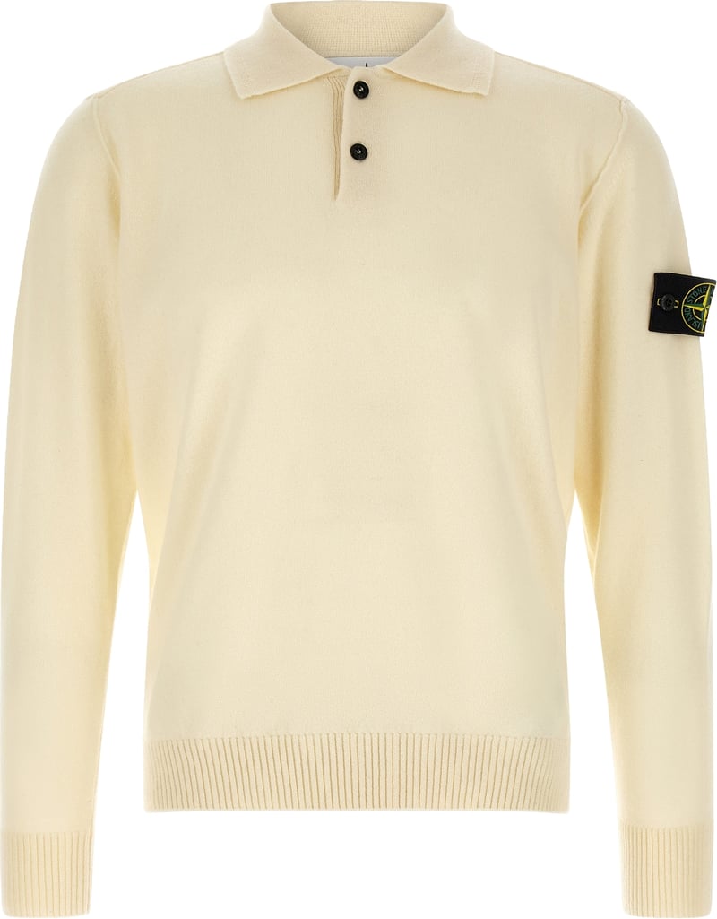 Stone Island White Virgin Wool Cardigan