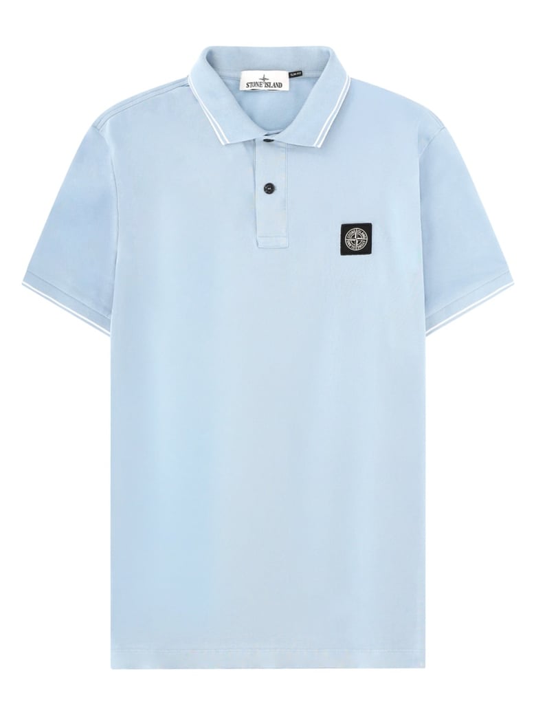 Light Blue Tipping Rectangular Logo Polo Shirt