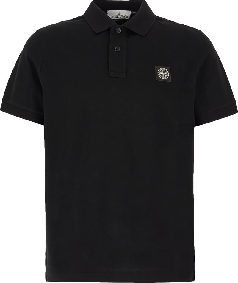 Stone Island Black piquet polo shirt