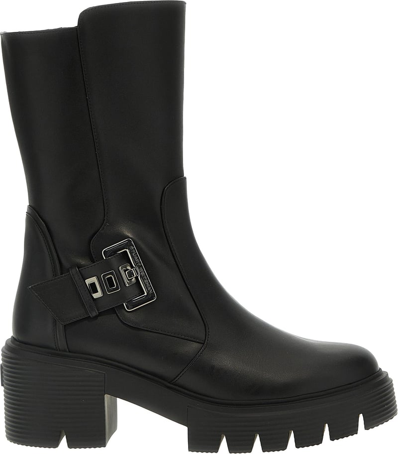 Stuart Weitzman Black Calfskin Ankle Boots