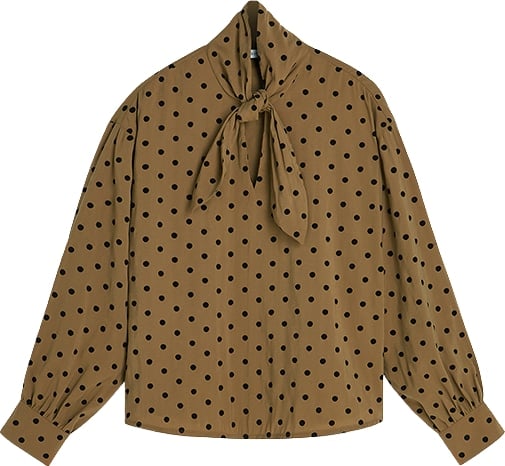 Summum - Top bow tie dot flock print - 2s3609-12545 - 756 Sepia brown