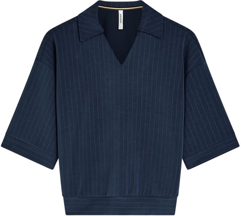 Summum Top Pinstripe Scuba Donkerblauw 3s5253-30716