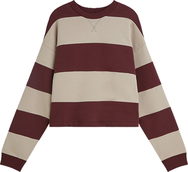 Summum Big Stripe Boxy Sweatshirt Sweaters Bordeaux 3s5336-30805