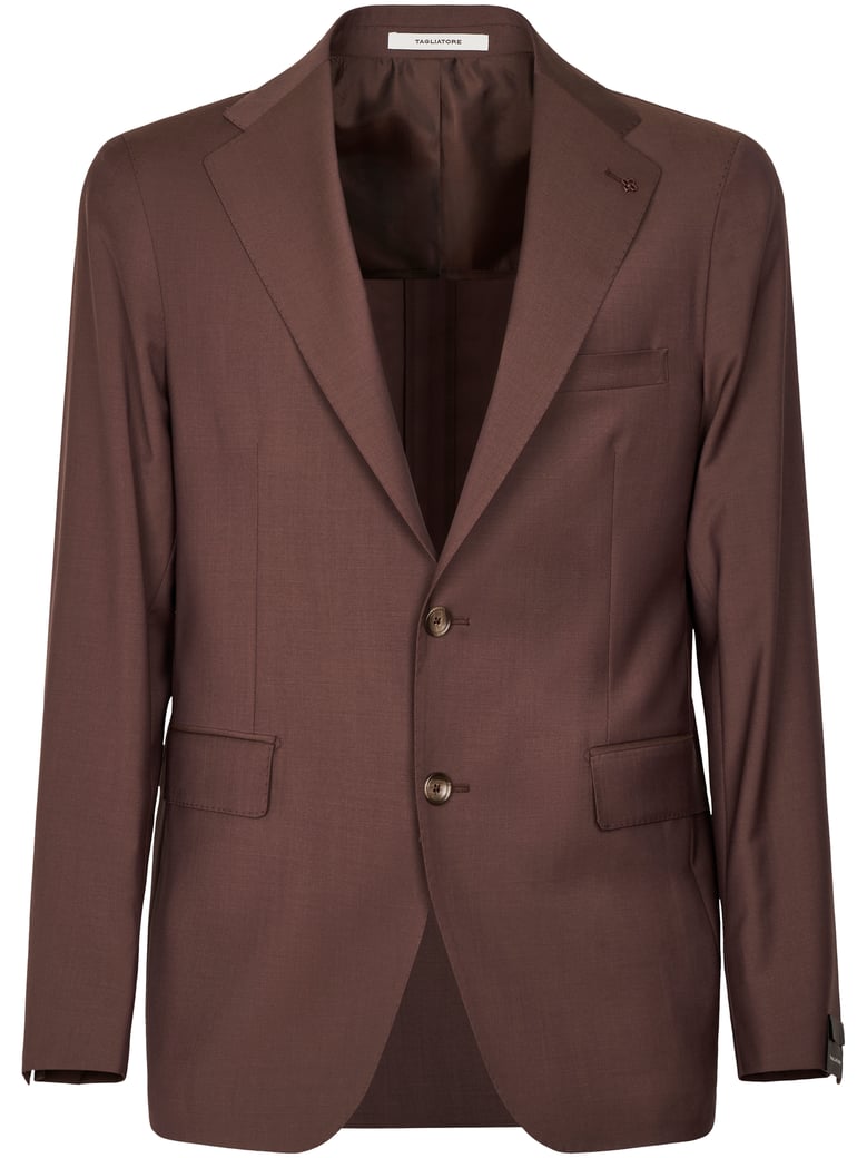 Brown Tailored Two-Button Jacket with Matching Trousers