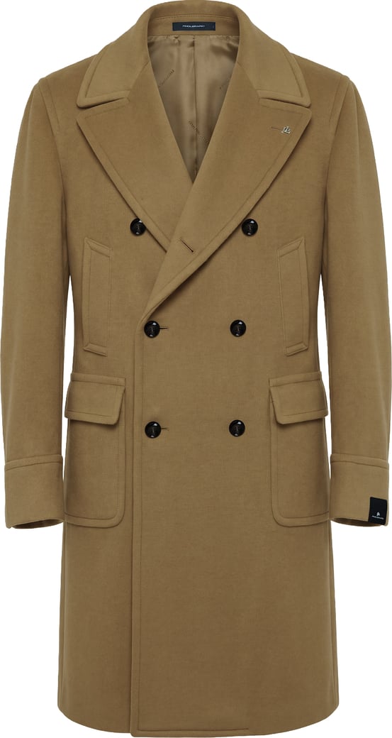 Long double-breasted coat in wool