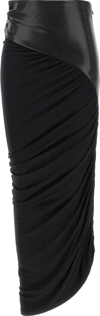 The Andamane Black Viscose Midi Skirt