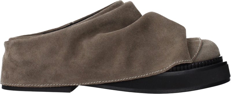 The Attico Gray Leather Slippers