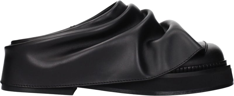 The Attico Black Leather Slippers