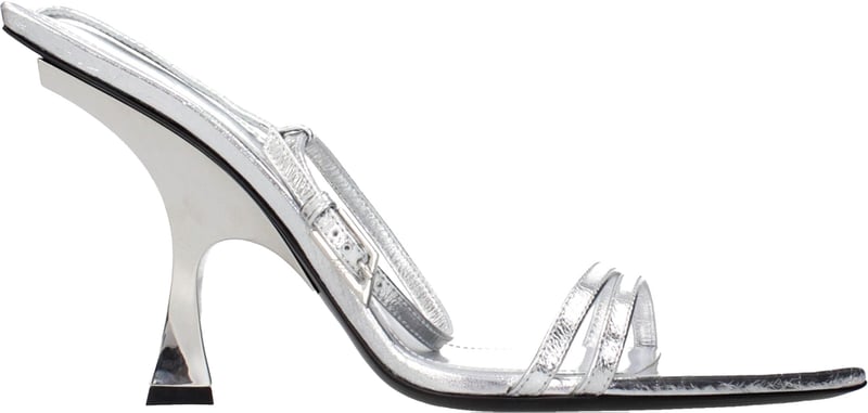 The Attico Gray Leather Stiletto Heel Sandals