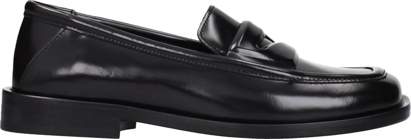 The Attico Black Leather Slip-On Loafers