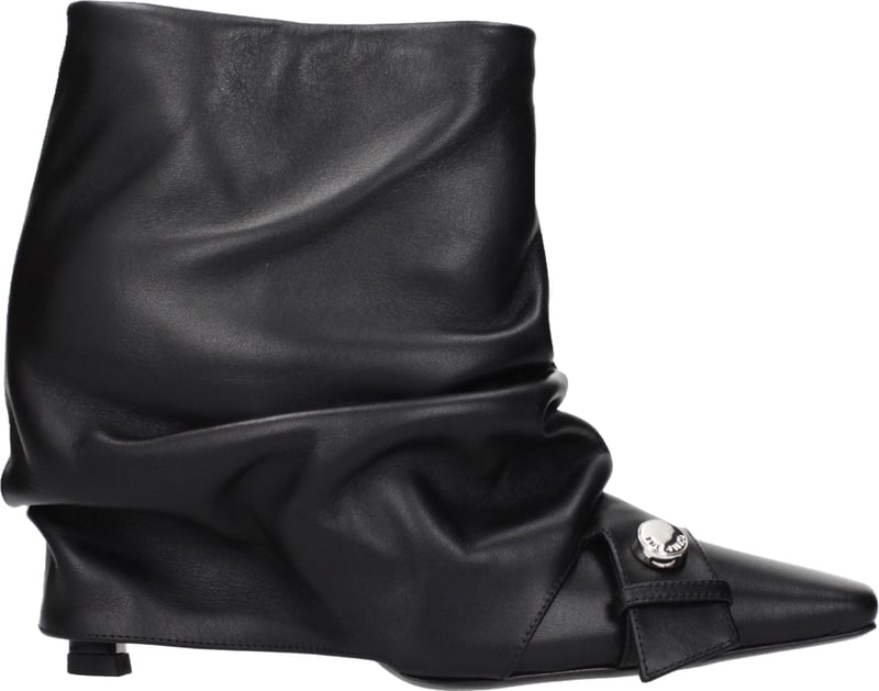 The Attico Black Leather Ankle Boots