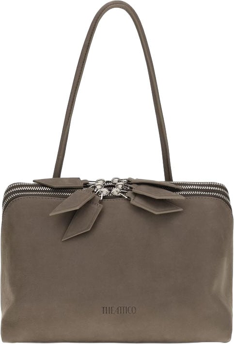 The Attico Gray Calf Leather Bos Taurus Shoulder Bag