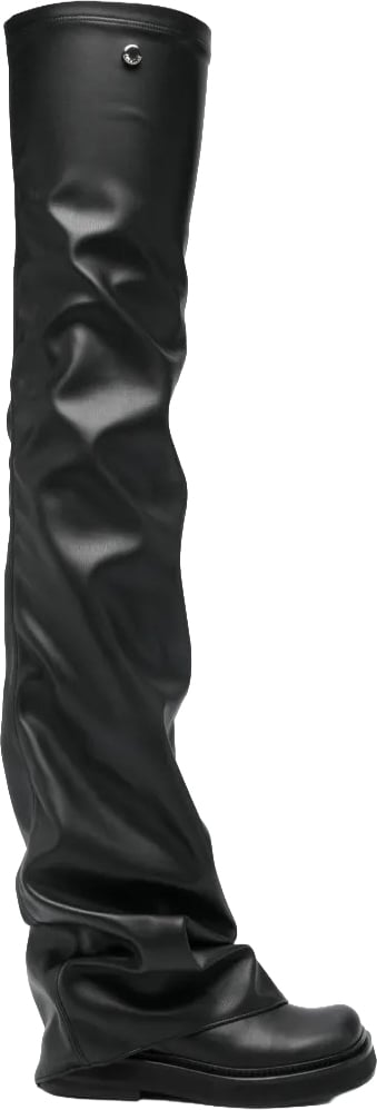 Robin Otk Thigh High Flat Pelle Sintetica Black