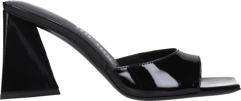 The Attico Black Leather Stiletto Heel Sandals