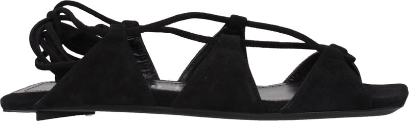 The Attico Black Leather Flat Sandals