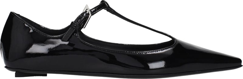 The Attico Black Leather Ballet Flats