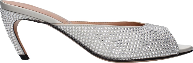 The Attico Gray Satin Stiletto Heel Sandals