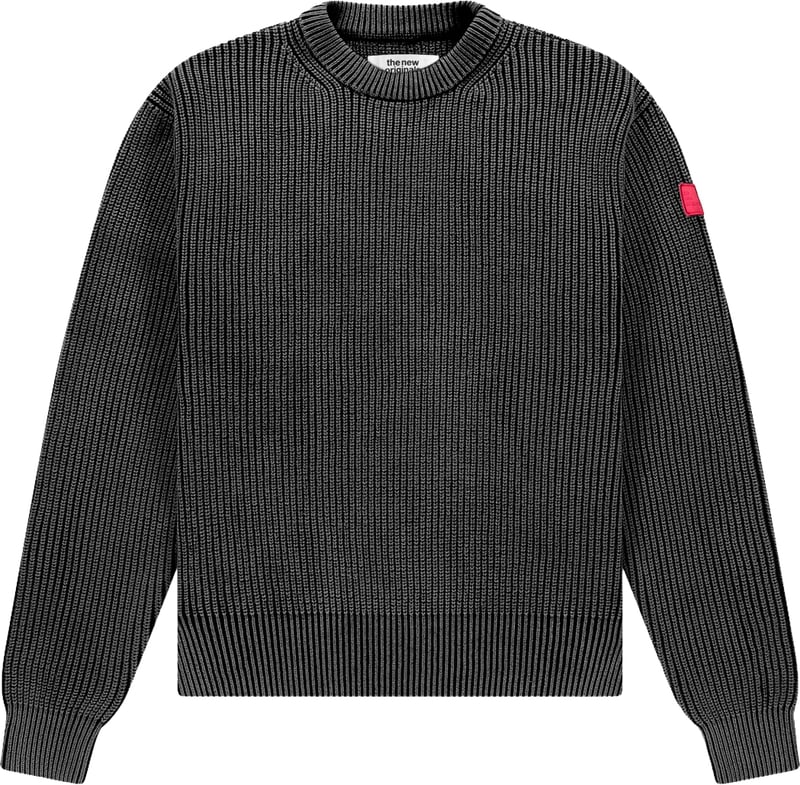 Fisherman Rib Knit Crewneck | Black