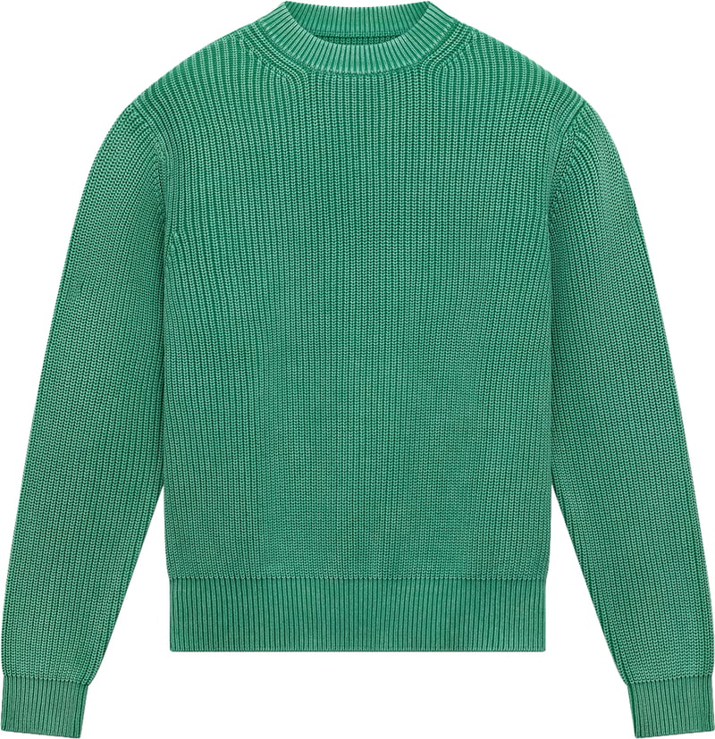 Fisherman Rib Knit Crewneck | Aqua