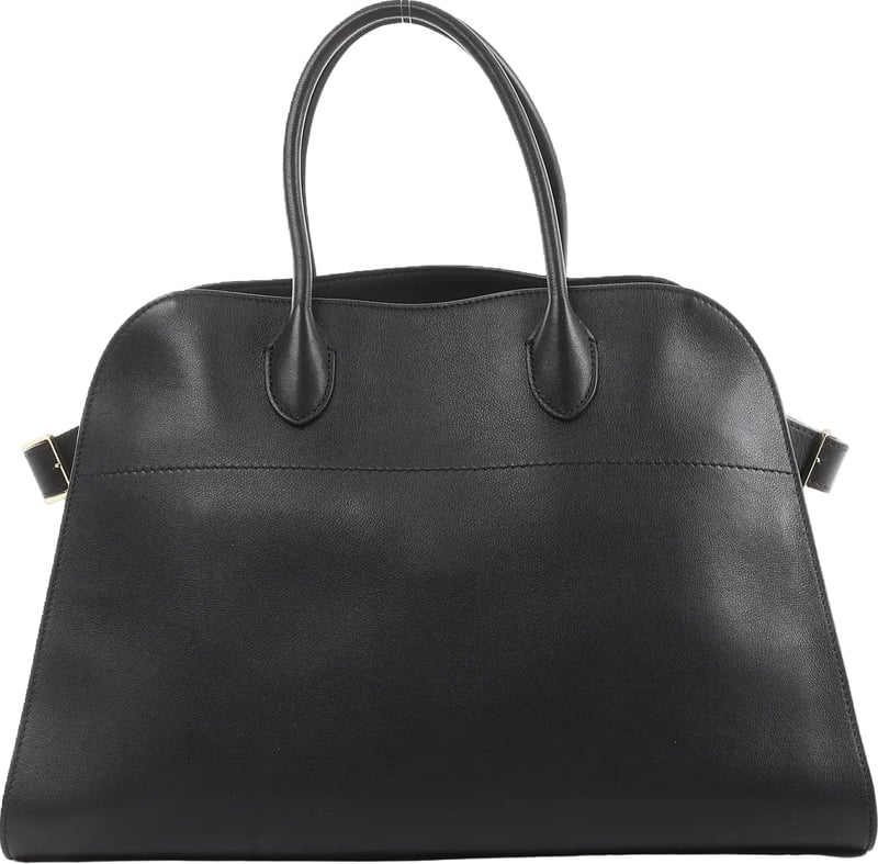 The Row Soft Margaux 15 Leather Handbag in Black