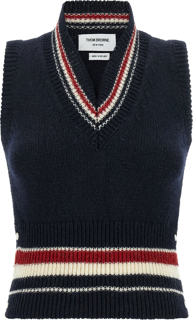 Thom Browne Blue Wool Sleeveless Jacket