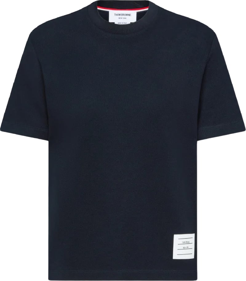 Thom Browne Women's Cotton Pique 4-Bar T-Shirt Navy