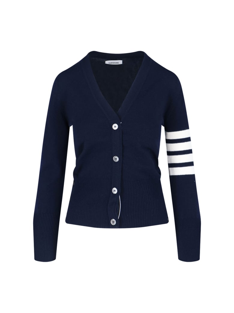 Iconic Cashmere Cardigan with 4-Bar Detail and V-Neckline