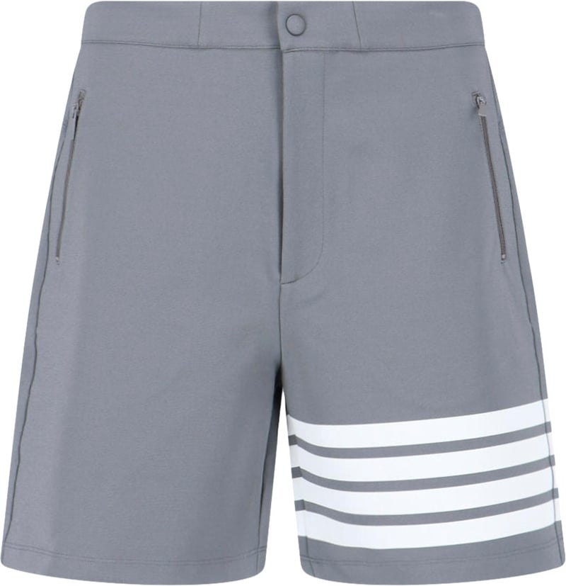 Grey 4-Bar Viscose Blend Straight Shorts