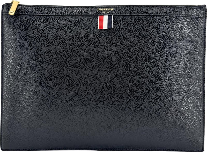 Thom Browne Zip Document Holder Leather with Applique