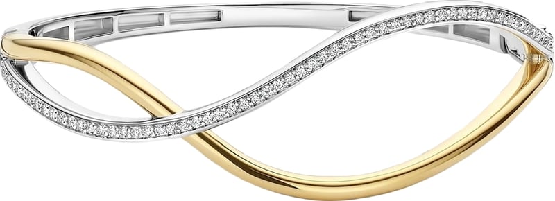 Ti Sento Armband 23101ZY Zilver Bi Color Open Slavenband met Zirkonia