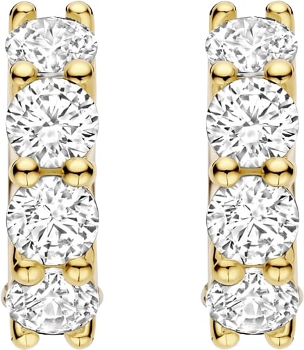 Ti Sento Oorbellen 78023ZY Zilver met 14k Geelgouden Plating met Zirkonia