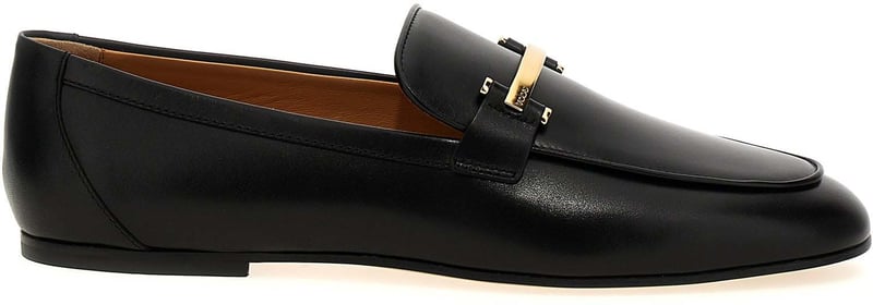 Tod's Black Calfskin Slip-On Loafers
